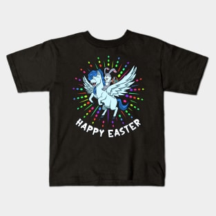 Easter bunny riding Pegasus - Happy Easter Kids T-Shirt